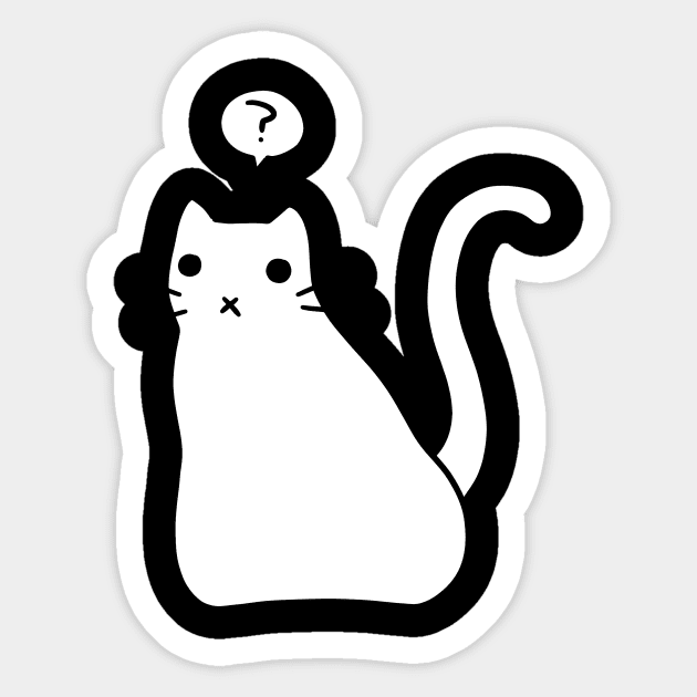 Confused White Kitty Sticker by saradaboru